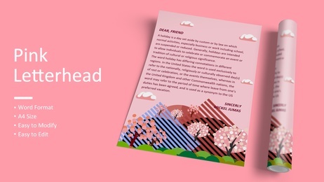 Simple Pink Flower Letterhead